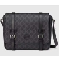 Gucci Women GG Messenger Bag Black GG Supreme Canvas Leather (10)