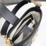 Gucci Women GG Small GG Shoulder Bag Black Debossed Leather Double G - Image 9