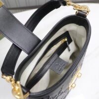 Gucci Women GG Small GG Shoulder Bag Black Debossed Leather Double G (4)