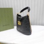 Gucci Women GG Small GG Shoulder Bag Black Debossed Leather Double G - Image 5