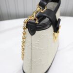 Gucci Women GG Small GG Shoulder Bag White Debossed Leather Double G - Image 6