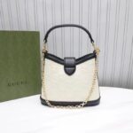 Gucci Women GG Small GG Shoulder Bag White Debossed Leather Double G - Image 3