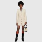 Gucci Women GG Small GG Shoulder Bag White Debossed Leather Double G - Image 11