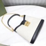 Gucci Women GG Small GG Shoulder Bag White Debossed Leather Double G - Image 4