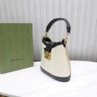 Gucci Women GG Small GG Shoulder Bag White Debossed Leather Double G (7)