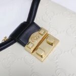 Gucci Women GG Small GG Shoulder Bag White Debossed Leather Double G - Image 9