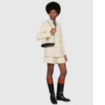 Gucci Women GG Small GG Shoulder Bag White Debossed Leather Double G - Image 13