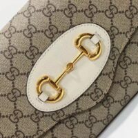 Gucci Women Horsebit 1955 Small Bag Beige Ebony GG Supreme Canvas White Leather (2)
