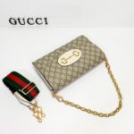 Gucci Women Horsebit 1955 Small Bag Beige Ebony GG Supreme Canvas White Leather - Bild 4