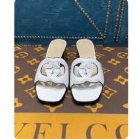 Gucci Women Interlocking G Cut-Out Sandal White Leather Mid-Heel 5 cm Heel (12)