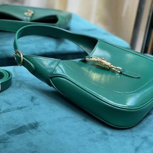 Gucci Women Jackie 1961 Small Shoulder Bag Emerald Green Leather (13)