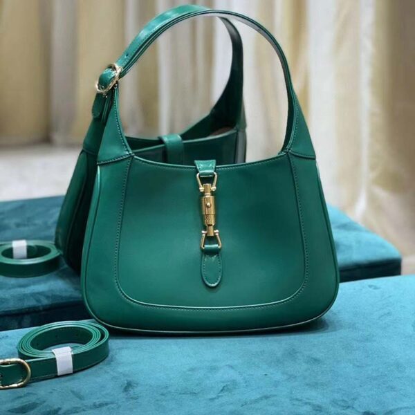 Gucci Women Jackie 1961 Small Shoulder Bag Emerald Green Leather (9)