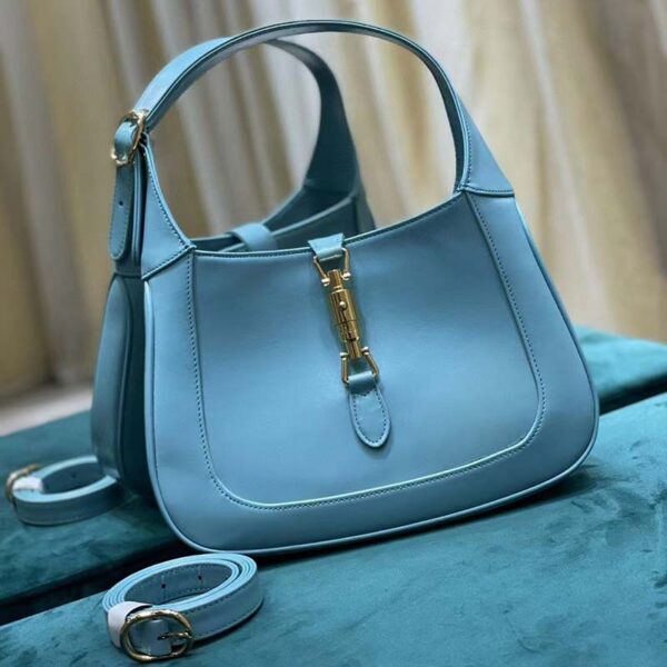 Gucci Women Jackie 1961 Small Shoulder Bag Light Blue Leather (12)