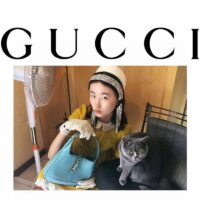 Gucci Women Jackie 1961 Small Shoulder Bag Light Blue Leather (6)