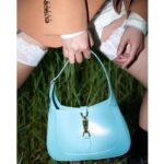 Gucci Women Jackie 1961 Small Shoulder Bag Light Blue Leather - Image 15