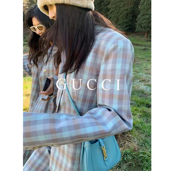 Gucci Women Jackie 1961 Small Shoulder Bag Light Blue Leather (20)