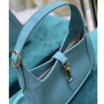 Gucci Women Jackie 1961 Small Shoulder Bag Light Blue Leather - Image 9