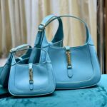 Gucci Women Jackie 1961 Small Shoulder Bag Light Blue Leather - Image 13
