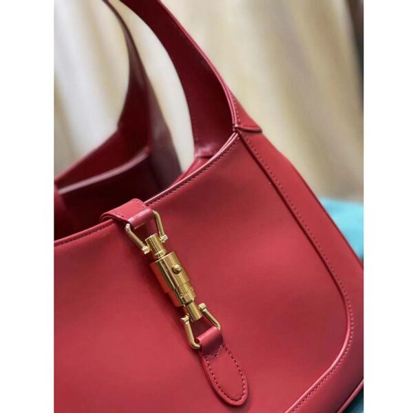 Gucci Women Jackie 1961 Small Shoulder Bag Red Leather (13)