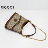 Gucci Women Large Shoulder Bag Interlocking G Beige Ebony GG Supreme Canvas (1)