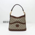 Gucci Women Large Shoulder Bag Interlocking G Beige Ebony GG Supreme Canvas - Bild 2