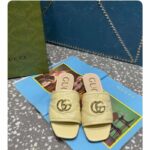 Gucci Women Matelassé Slide Sandal Beige GG Matelassé Leather Square Toe Flat - Image 5