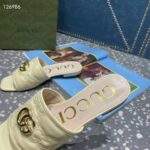 Gucci Women Matelassé Slide Sandal Beige GG Matelassé Leather Square Toe Flat - Image 9