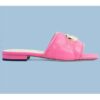Gucci Women Matelassé Slide Sandal Pink GG Matelassé Leather Square Toe Flat