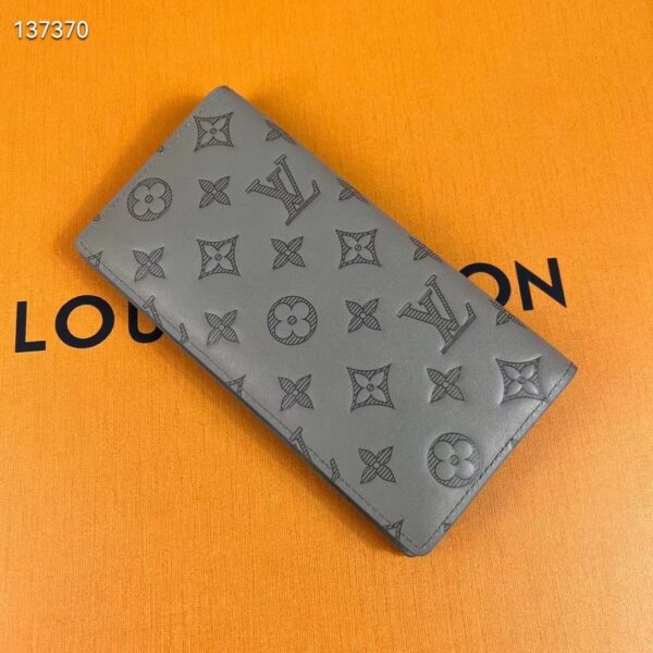 Louis Vuitton LV Unisex Brazza Wallet Anthracite Gray Monogram Shadow Calf Cowhide (4)