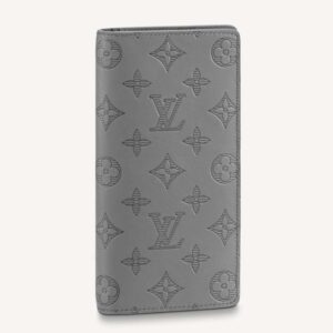 Louis Vuitton LV Unisex Brazza Wallet Anthracite Gray Monogram Shadow Calf Cowhide