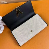 Louis Vuitton LV Unisex Capucines Wallet Natural Black Canvas Cowhide Leather