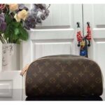 Louis Vuitton LV Unisex Dopp Kit Toilet Pouch Brown Monogram Coated Canvas - Image 3