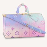 Louis Vuitton LV Unisex Keepall 45B Sunrise Pastel Monogram Tela Rivestita Pelle di Vacchetta