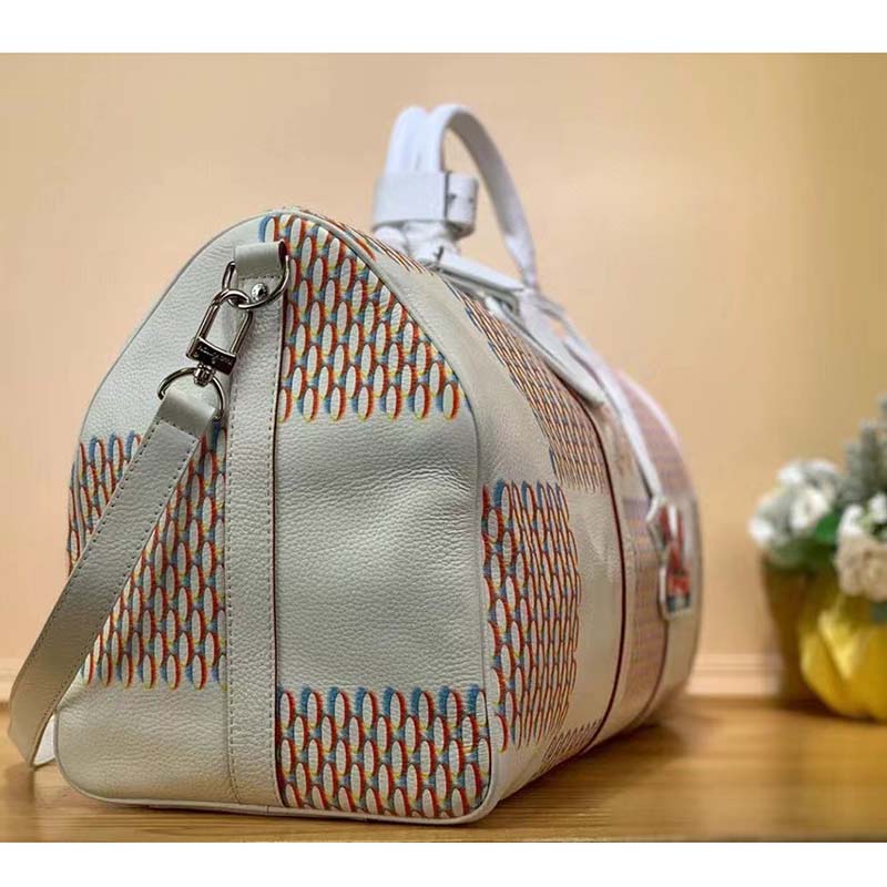 Louis Vuitton Keepall 50B White Damier Spray Duffle Bag