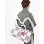 Louis Vuitton LV Unisex Keepall 50B White Damier Spray Cowhide Leather Textile Lining - immagine 13