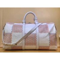 Louis Vuitton LV Unisex Keepall 50B White Damier Spray Cowhide Leather Textile Lining (2)