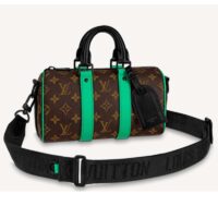 Louis Vuitton LV Unisex Keepall Bandoulière 25 Brown Green Monogram Macassar Coated Canvas (14)