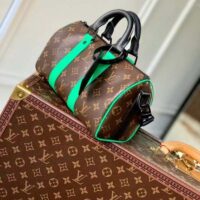 Louis Vuitton LV Unisex Keepall Bandoulière 25 Brown Green Monogram Macassar Coated Canvas (14)