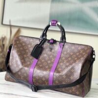 Louis Vuitton LV Unisex Keepall Bandoulière 50 Travel Bag Purple Monogram Coated Canvas (7)