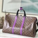 Louis Vuitton LV Unisex Keepall Bandoulière 50 Travel Bag Purple Monogram Coated Canvas – Image 3