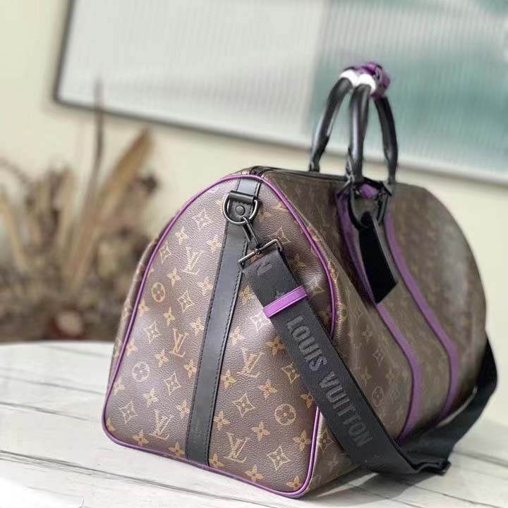 LOUIS VUITTON Monogram Macassar Keepall Bandouliere 50 Purple