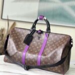 Louis Vuitton LV Unisex Keepall Bandoulière 50 Travel Bag Purple Monogram Coated Canvas – Image 6