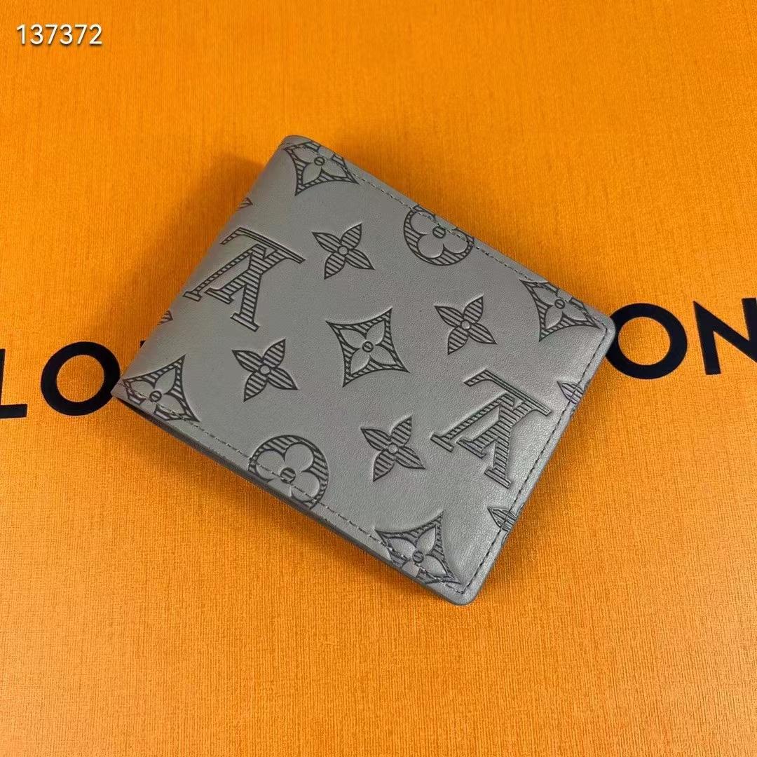 LOUIS VUITTON Calfskin Monogram Shadow Vertical Zippy Wallet Anthracite  Gray 1269891