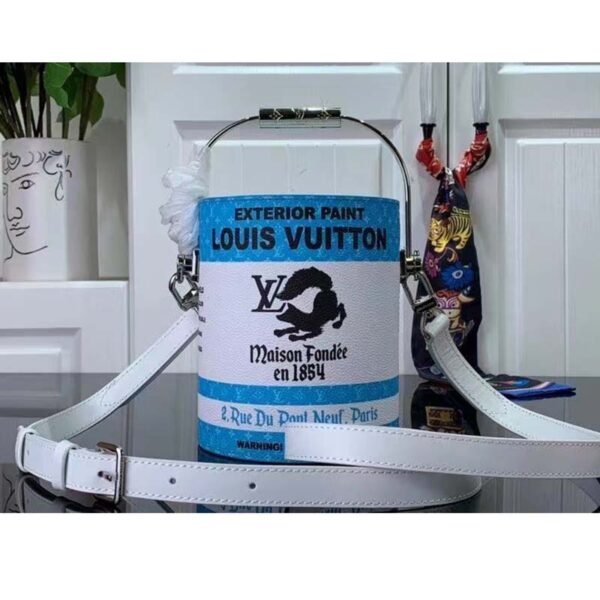Louis Vuitton LV Unisex Paint Can Lagoon Coated Canvas Cowhide Leather (4)