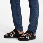 Louis Vuitton LV Unisex Paseo Flat Comfort Mule Black Shearling Monogram Flowers - Bild 12