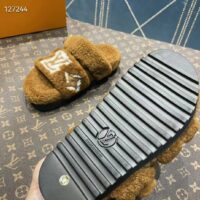 Louis Vuitton LV Unisex Paseo Flat Comfort Mule Cognac Brown Shearling Monogram Flowers (10)