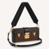 Louis Vuitton LV Unisex Petite Malle Handbag Monogram Coated Canvas Cowhide Leather