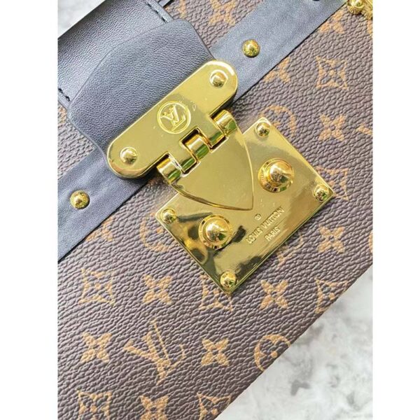 Louis Vuitton LV Unisex Petite Malle Handbag Monogram Coated Canvas Cowhide Leather (5)