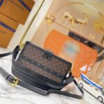 Louis Vuitton LV Unisex Petite Malle Handbag Monogram Coated Canvas Cowhide Leather - Image 4