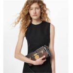 Louis Vuitton LV Unisex Petite Malle Handbag Monogram Coated Canvas Cowhide Leather - Image 12